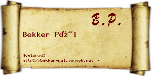 Bekker Pál névjegykártya