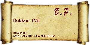Bekker Pál névjegykártya