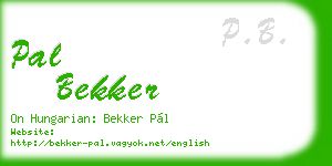 pal bekker business card